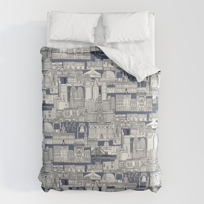 Philadelphia toile blue indigo Duvet Cover Gallery Image 6