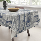 Philadelphia toile blue indigo Tablecloth Gallery Image 3
