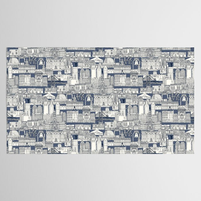 Philadelphia toile blue indigo Tablecloth Gallery Image 2