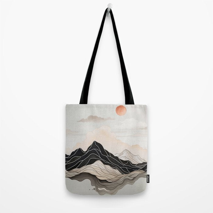 Japanese mountains, minimal ink print Tote Bag Gallery Image 2