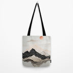 Japanese mountains, minimal ink print Tote Bag Gallery Image 2
