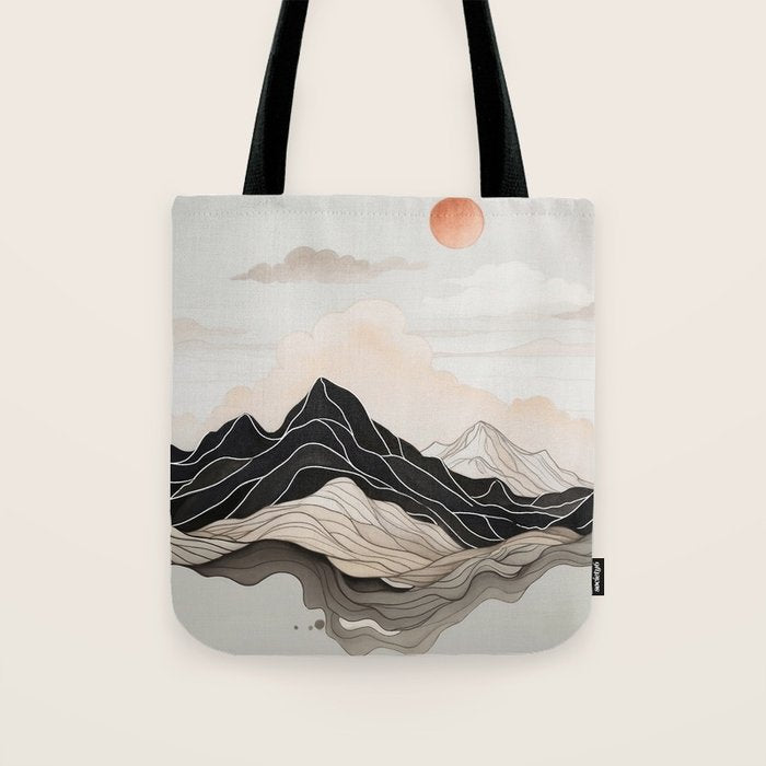 Japanese mountains, minimal ink print Tote Bag Gallery Image 1