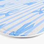 Elegant Blue Bows and Stripes Pattern Bath Mat Gallery Image 3