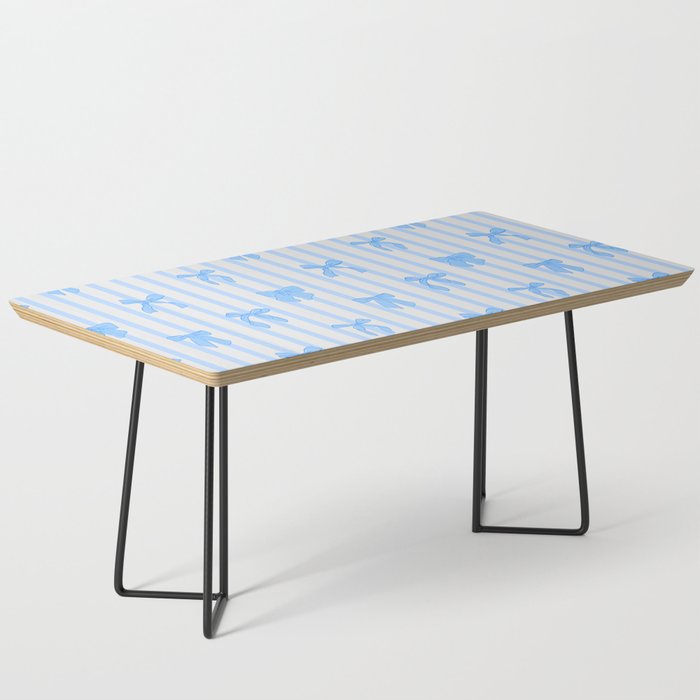 Elegant Blue Bows and Stripes Pattern Coffee Table Gallery Image 1