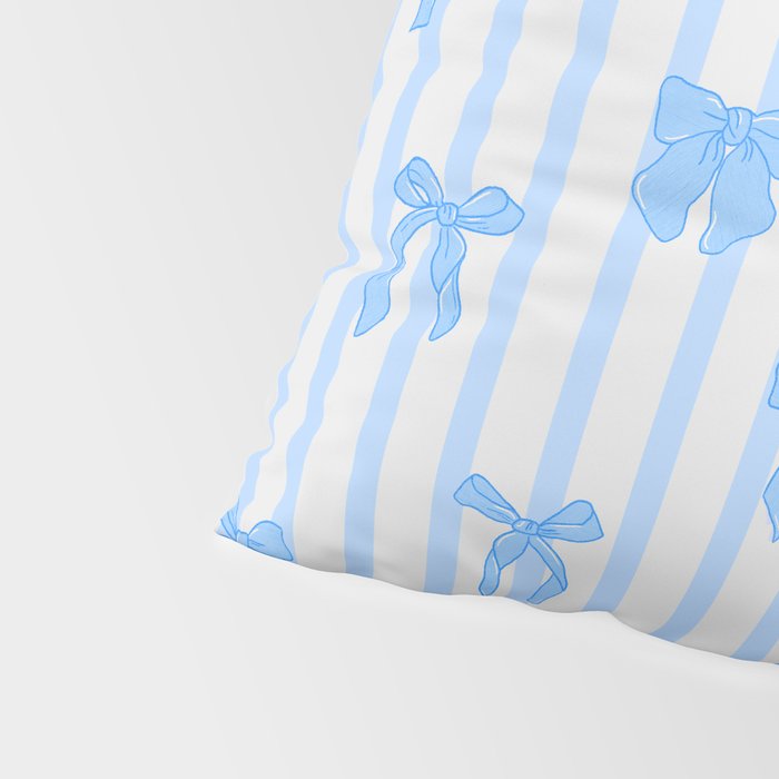 Elegant Blue Bows and Stripes Pattern Pillow Sham Gallery Image 4