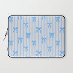 Elegant Blue Bows and Stripes Pattern Laptop Sleeve Gallery Image 1