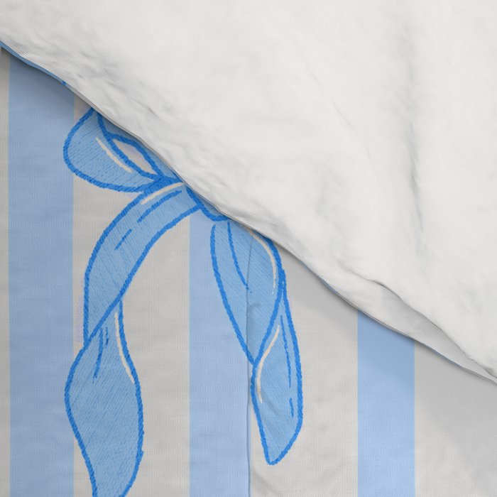 Elegant Blue Bows and Stripes Pattern Comforter Gallery Image 4