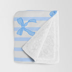 Elegant Blue Bows and Stripes Pattern Throw Blanket Gallery Image 3