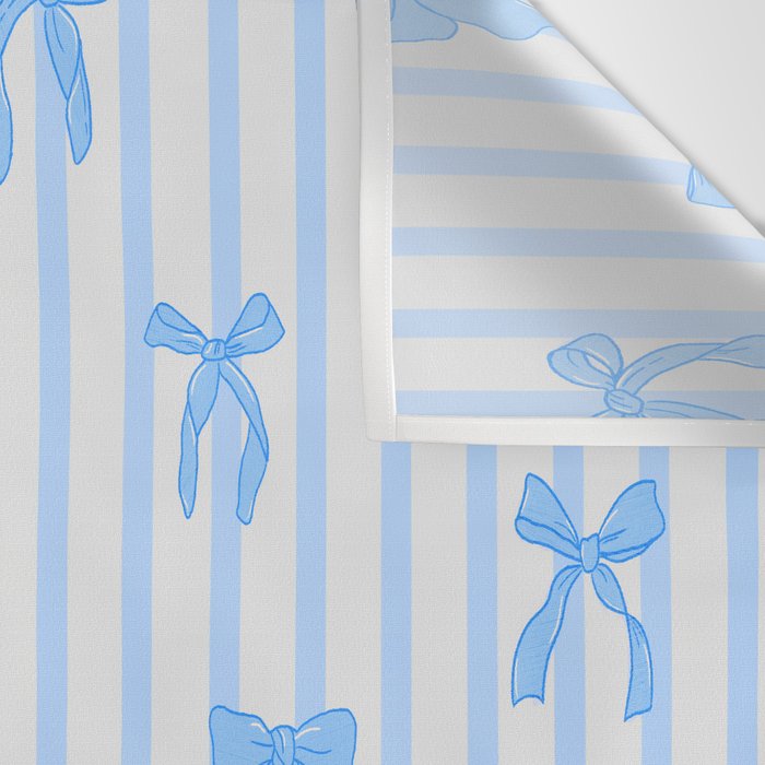 Elegant Blue Bows and Stripes Pattern Wall Tapestry Gallery Image 3