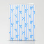 Elegant Blue Bows and Stripes Pattern Stationery Card Gallery Image 2
