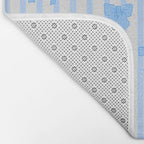 Elegant Blue Bows and Stripes Pattern Bath Mat Gallery Image 2