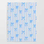 Elegant Blue Bows and Stripes Pattern Poster Gallery Image 4