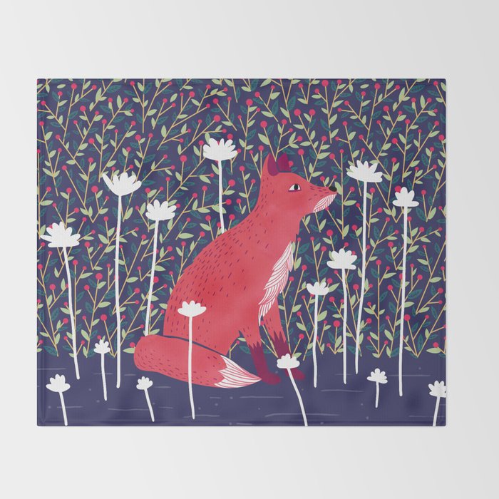 Fox in the Garden Throw Blanket Gallery Image 2