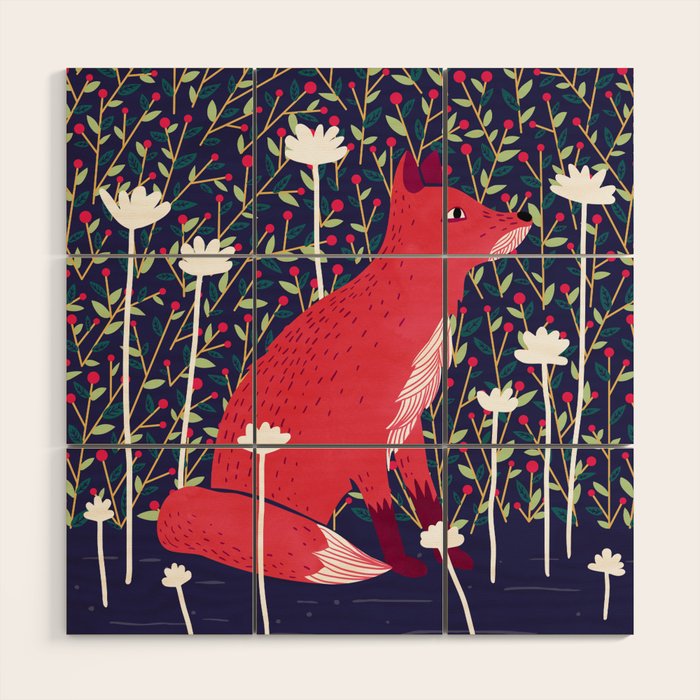 Fox in the Garden Wood Wall Art Gallery Image 1