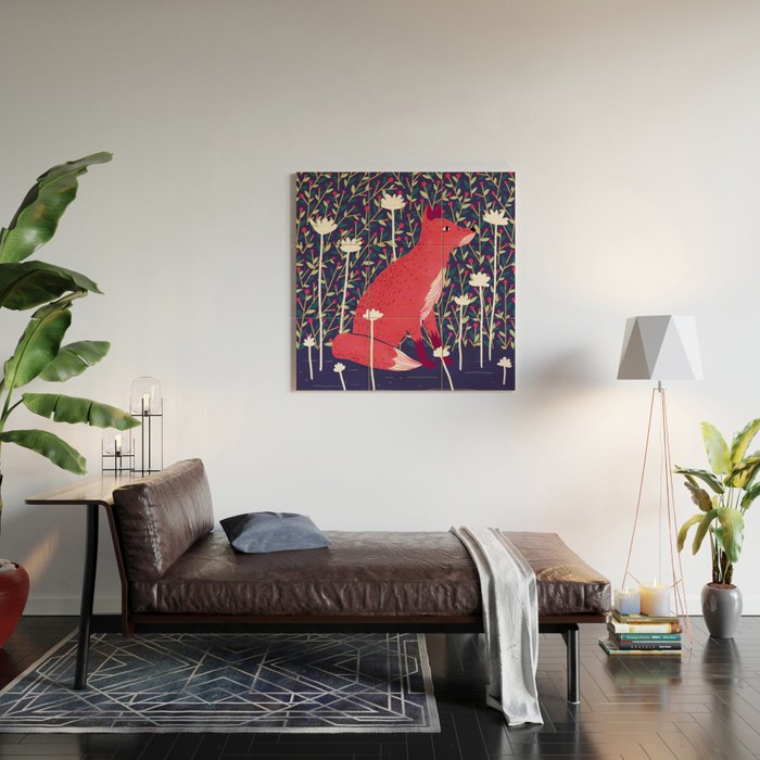 Fox in the Garden Wood Wall Art Gallery Image 2