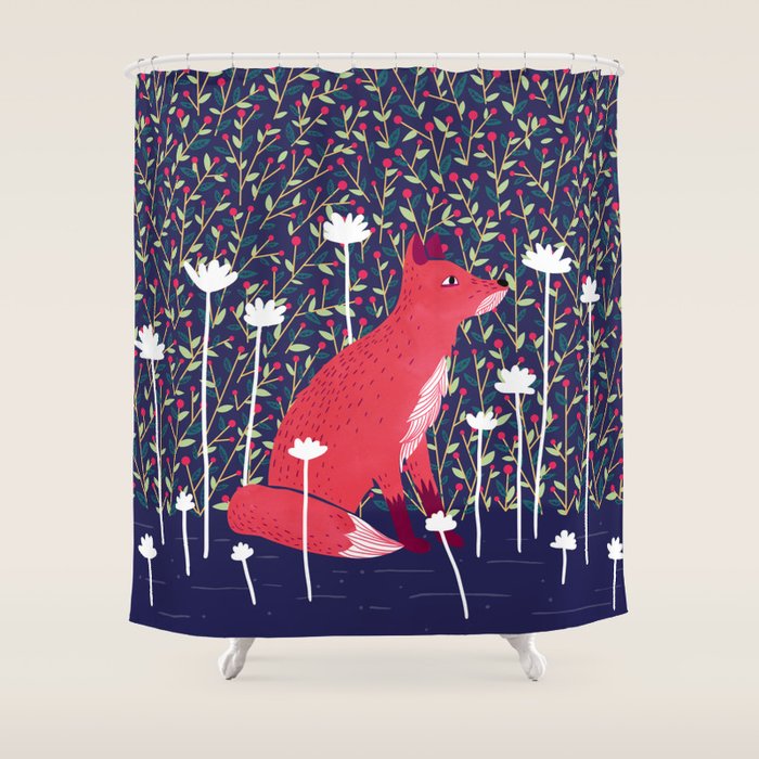 Fox in the Garden Shower Curtain Gallery Image 1