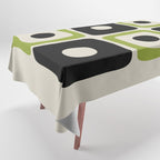 Mid Century Modern Scandinavian Pattern 592 Black and Chartreuse Tablecloth Gallery Image 1