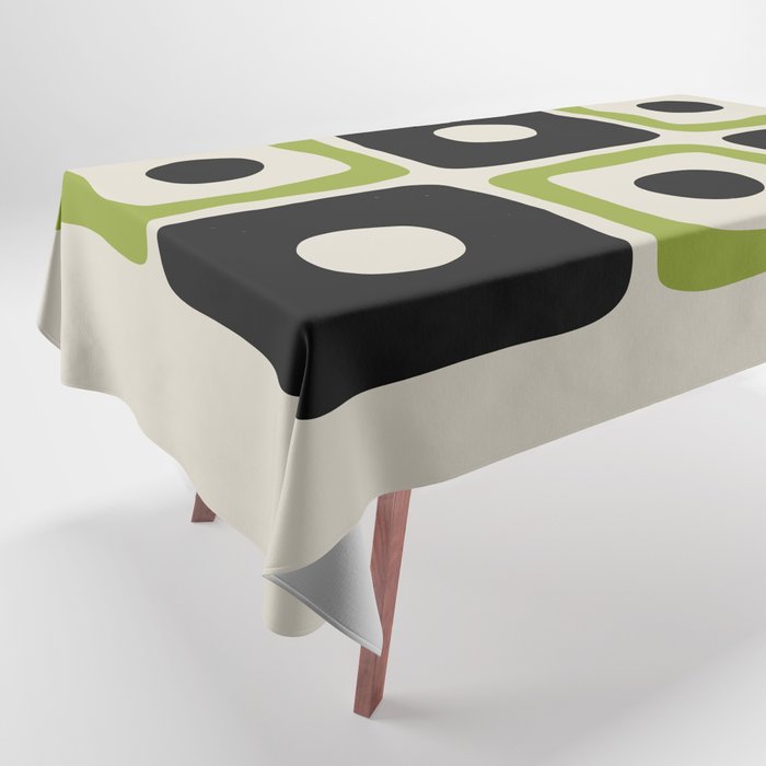 Mid Century Modern Scandinavian Pattern 592 Black and Chartreuse Tablecloth Gallery Image 1