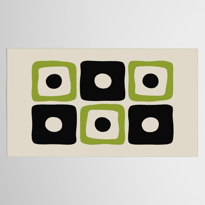 Mid Century Modern Scandinavian Pattern 592 Black and Chartreuse Tablecloth Gallery Image 2