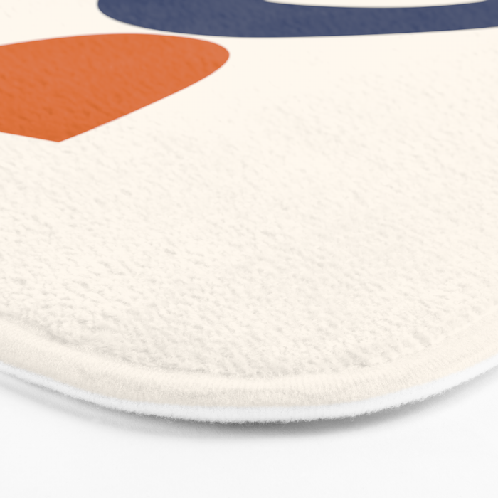 Abstract Shapes 14 in Orange and Navy Blue (Rainbow and Moon Phases Abstraction) Bath Mat Gallery Image 3