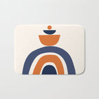 Abstract Shapes 14 in Orange and Navy Blue (Rainbow and Moon Phases Abstraction) Bath Mat Gallery Image 1