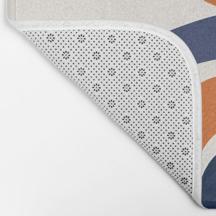 Abstract Shapes 14 in Orange and Navy Blue (Rainbow and Moon Phases Abstraction) Bath Mat Gallery Image 2