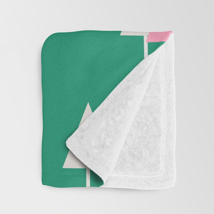Minimalist Festive Trees on Green - Modern Holiday Pattern Throw Blanket Gallery Image 3