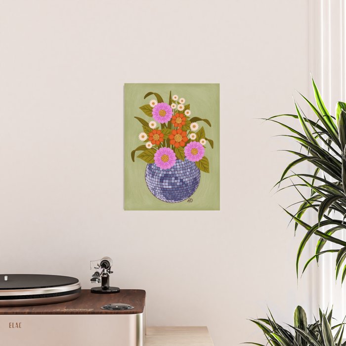 1970s Disco Ball Flower Pot  Poster Gallery Image 2