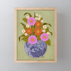 1970s Disco Ball Flower Pot  Mini Art Print Gallery Image 1