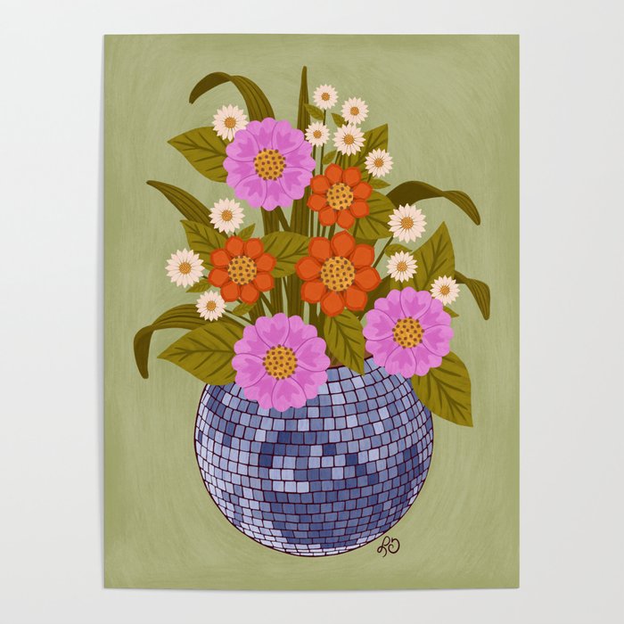 1970s Disco Ball Flower Pot  Poster Gallery Image 4