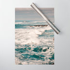 Green Tropical Beach Waves Ocean Adventure Wrapping Paper Gallery Image 1