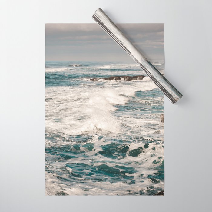 Green Tropical Beach Waves Ocean Adventure Wrapping Paper Gallery Image 1