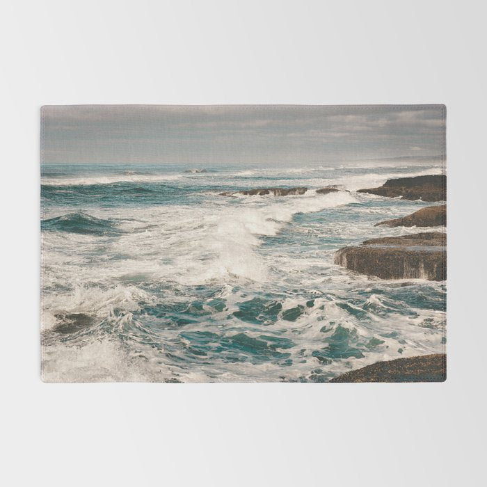 Green Tropical Beach Waves Ocean Adventure Rug Gallery Image 2