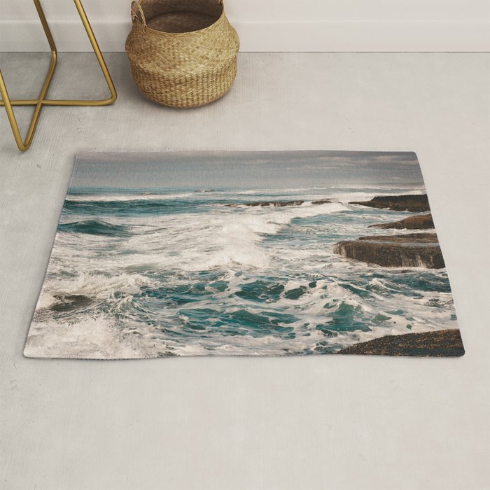 Green Tropical Beach Waves Ocean Adventure Rug Gallery Image 1