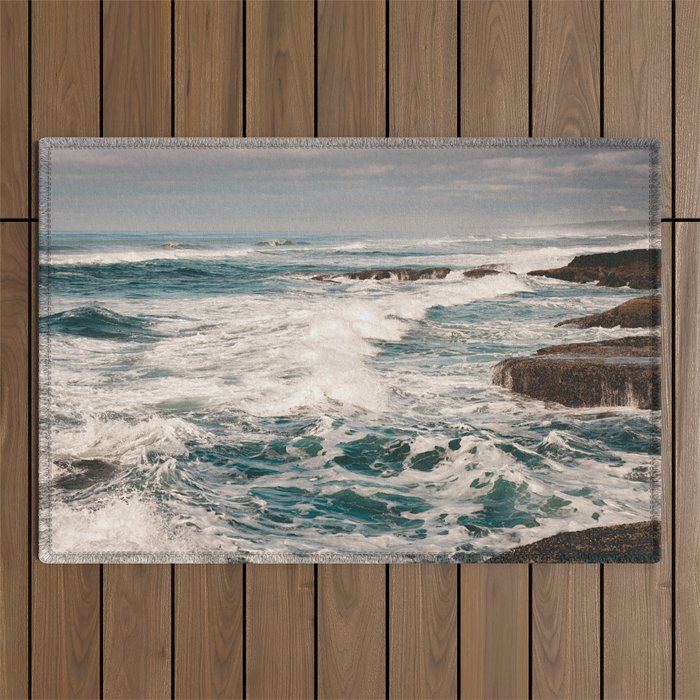 Green Tropical Beach Waves Ocean Adventure Outdoor Rug Gallery Image 1