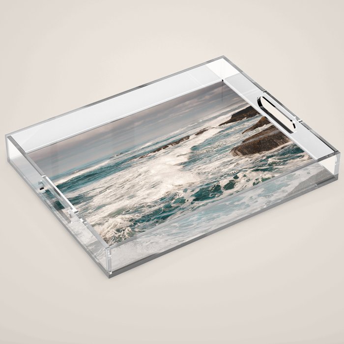 Green Tropical Beach Waves Ocean Adventure Acrylic Tray Gallery Image 1