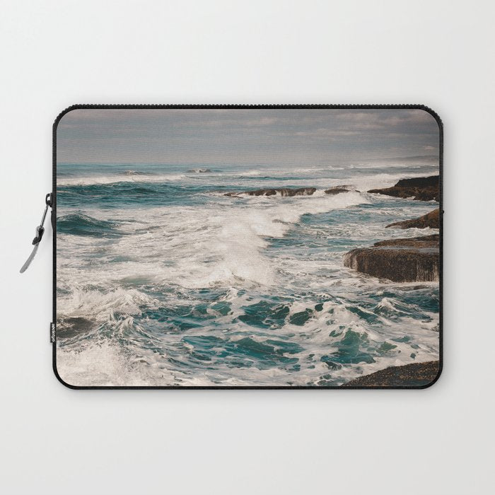 Green Tropical Beach Waves Ocean Adventure Laptop Sleeve Gallery Image 1