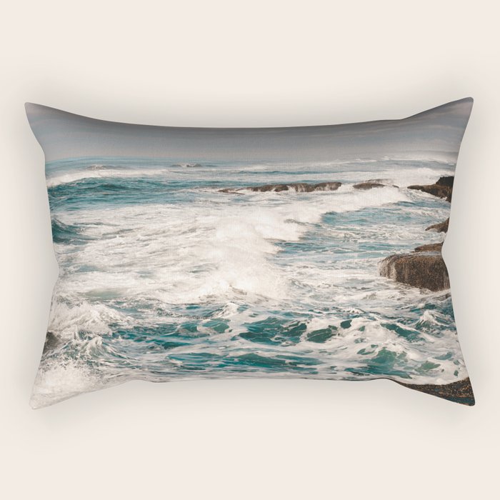 Green Tropical Beach Waves Ocean Adventure Rectangular Pillow Gallery Image 1