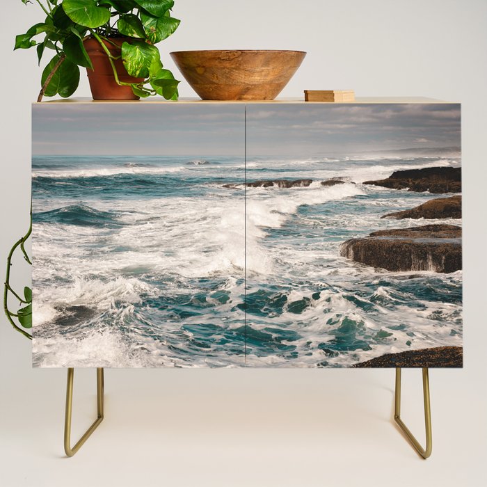 Green Tropical Beach Waves Ocean Adventure Credenza Gallery Image 1