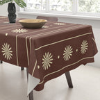 Daisy Stripes Vintage Contemporary Pattern in Brown and Cream Tablecloth Gallery Image 3