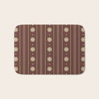 Daisy Stripes Vintage Contemporary Pattern in Brown and Cream Bath Mat Gallery Image 1