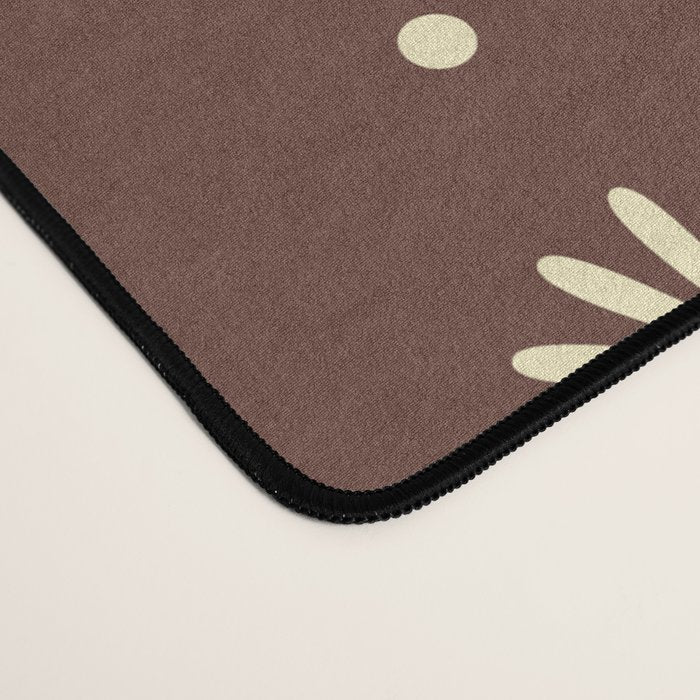 Daisy Stripes Vintage Contemporary Pattern in Brown and Cream Desk Mat Gallery Image 4