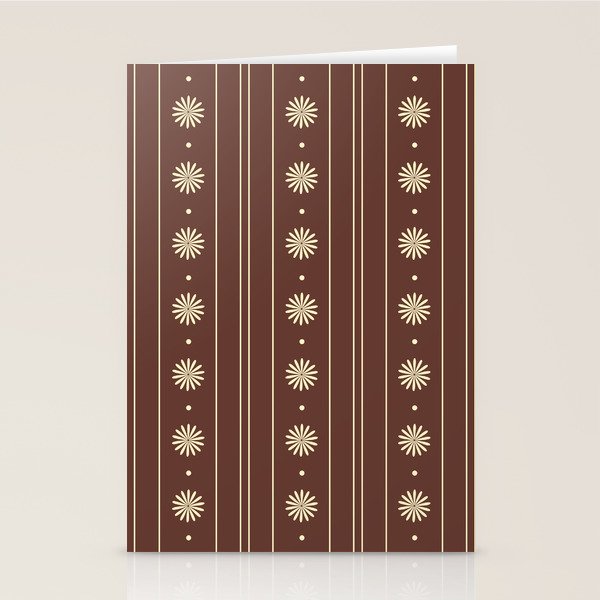 Daisy Stripes Vintage Contemporary Pattern in Brown and Cream Stationery Card Gallery Image 2