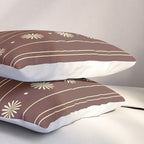 Daisy Stripes Vintage Contemporary Pattern in Brown and Cream Pillow Sham Gallery Image 3