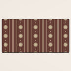 Daisy Stripes Vintage Contemporary Pattern in Brown and Cream Desk Mat Gallery Image 3