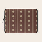 Daisy Stripes Vintage Contemporary Pattern in Brown and Cream Laptop Sleeve Gallery Image 1