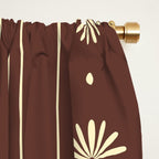Daisy Stripes Vintage Contemporary Pattern in Brown and Cream Window Curtain Gallery Image 2