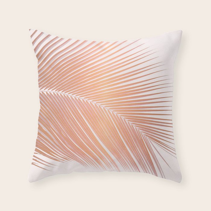 Palm leaf - copper pink Throw Pillow Gallery Image 1