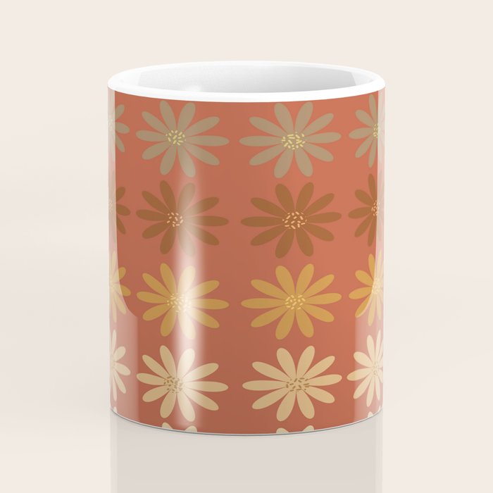 Ombre Abstract Daisies on Mandarin Orange Coffee Mug Gallery Image 4