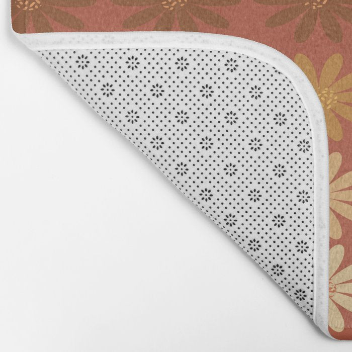 Ombre Abstract Daisies on Mandarin Orange Bath Mat Gallery Image 2